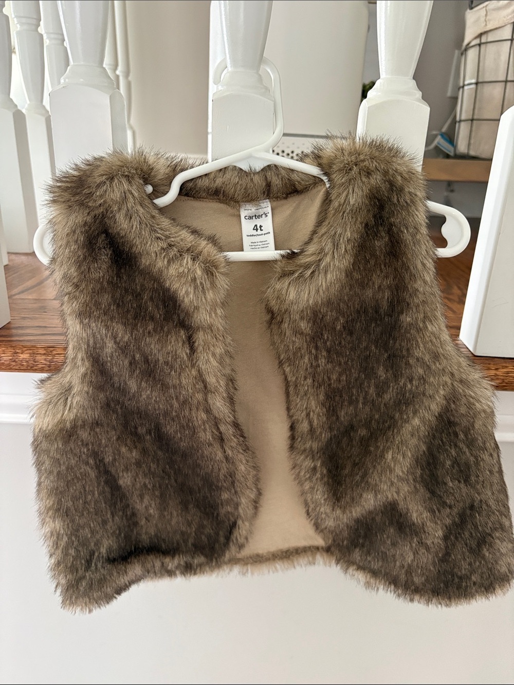 Carter's Girls Faux Fur Vest in Brown Taupe